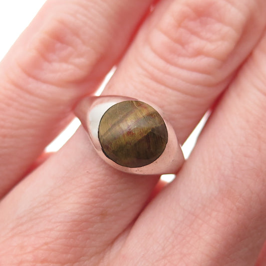 Thunderbird Old Pawn Sterling Silver Vintage Southwestern Tiger Eye Ring Size 6