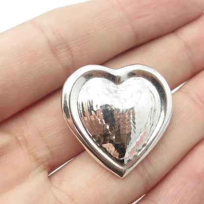925 Sterling Silver Vintage Mexico Puffy Heart Pin Brooch