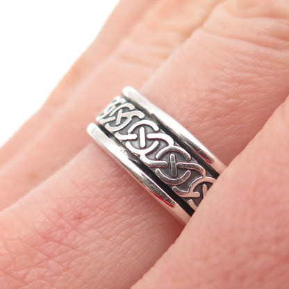 925 Sterling Silver Vintage Celtic Knot Oxidized Rotating Band Ring Size 8