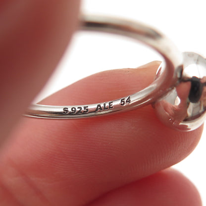 Pandora 925 Sterling Silver Pink Crystal Poetic Droplet Ring Size 6.75