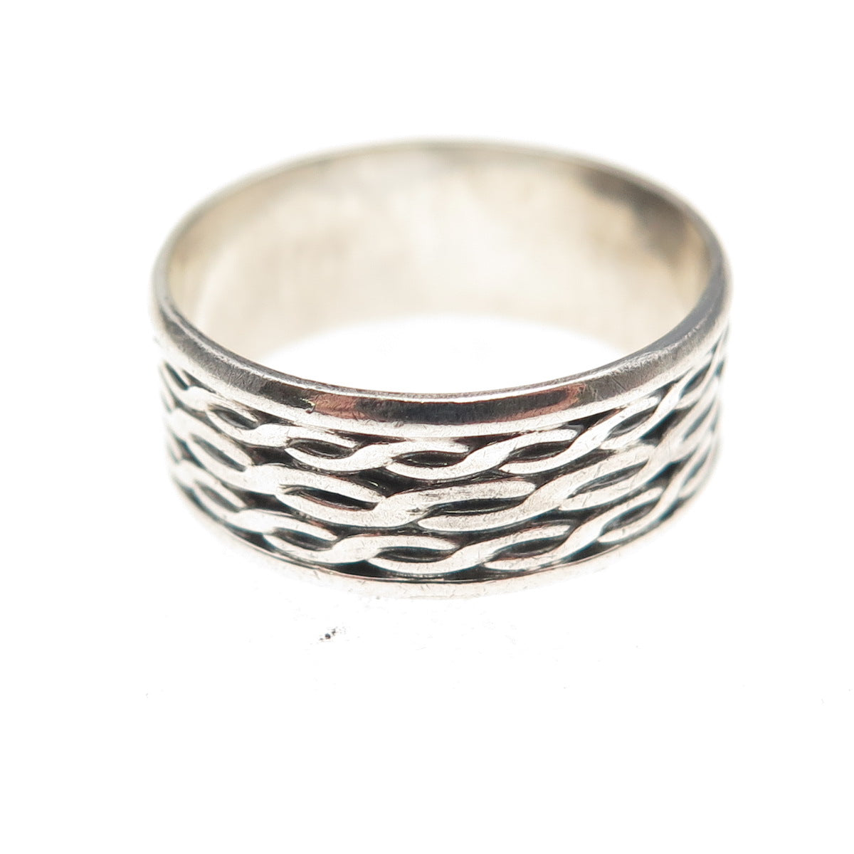925 Sterling Silver Vintage Infinity Woven Oxidized Band Ring Size 7