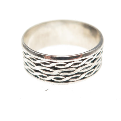 925 Sterling Silver Vintage Infinity Woven Oxidized Band Ring Size 7
