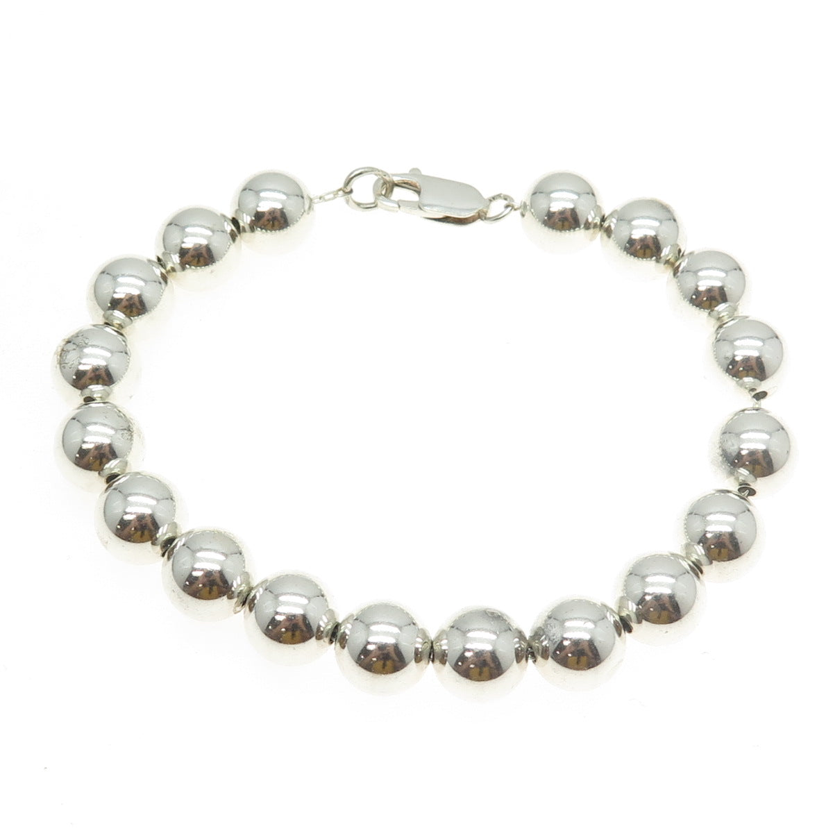 925 Sterling Silver Vintage Ball Beaded Link Bracelet 7"