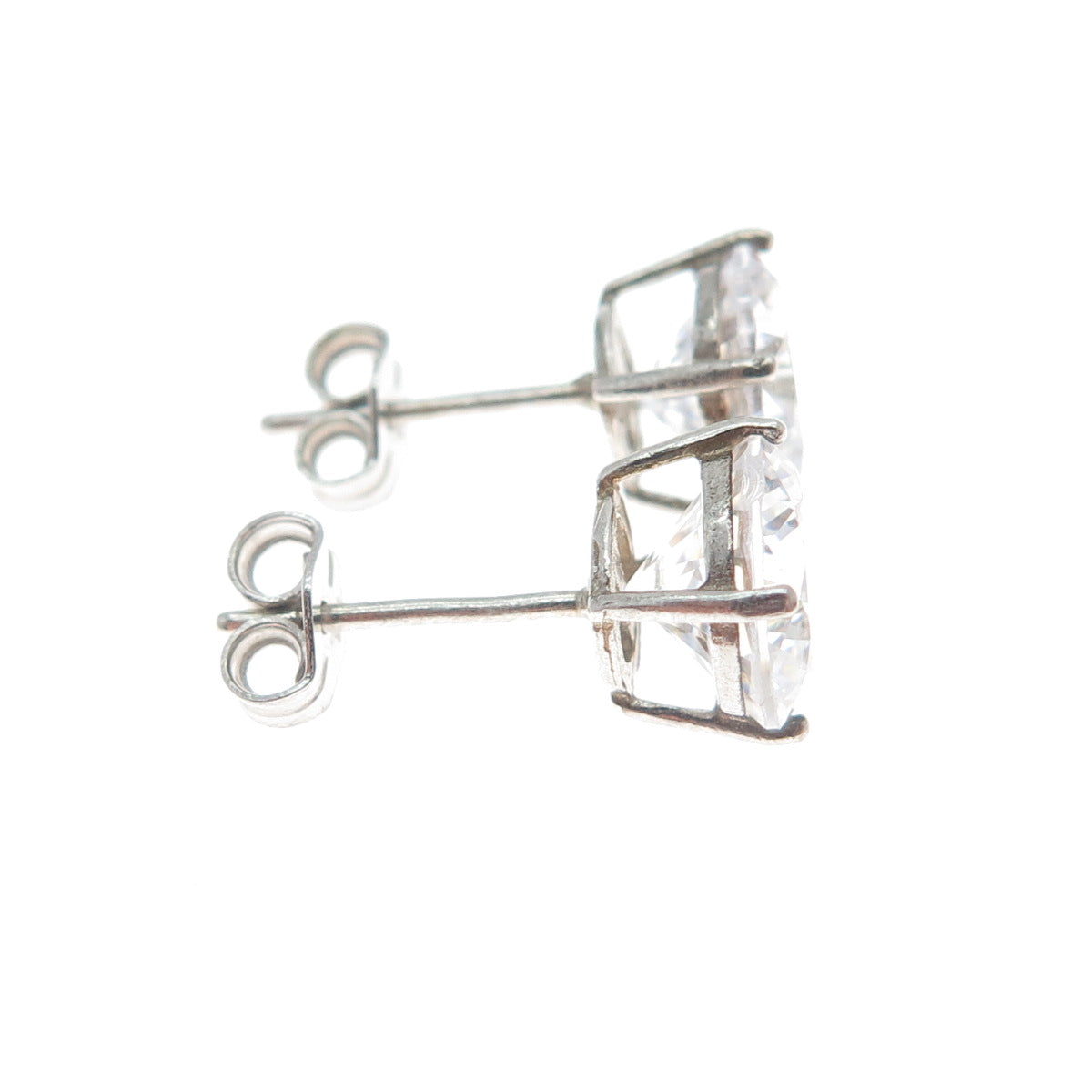 925 Sterling Silver Round-Cut C Z Stud Earrings