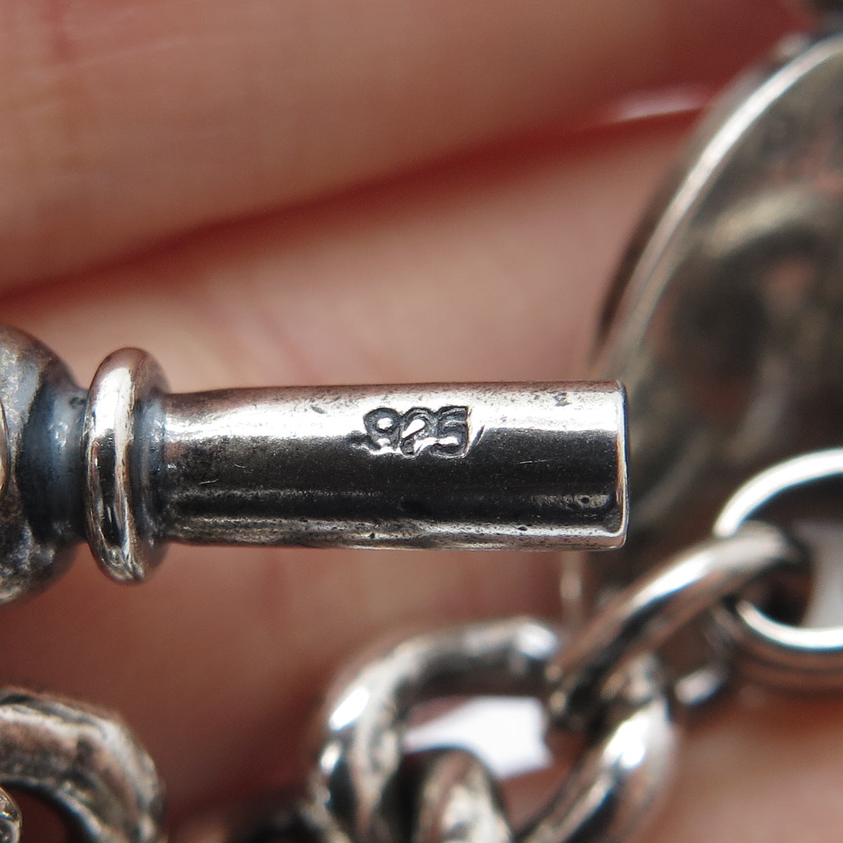 RALPH LAUREN 925 Sterling Silver Vintage Pocket Watch Fob Chain 16"