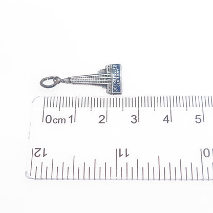 925 Sterling Silver Vintage Enamel Rockefeller Center NY Charm Pendant