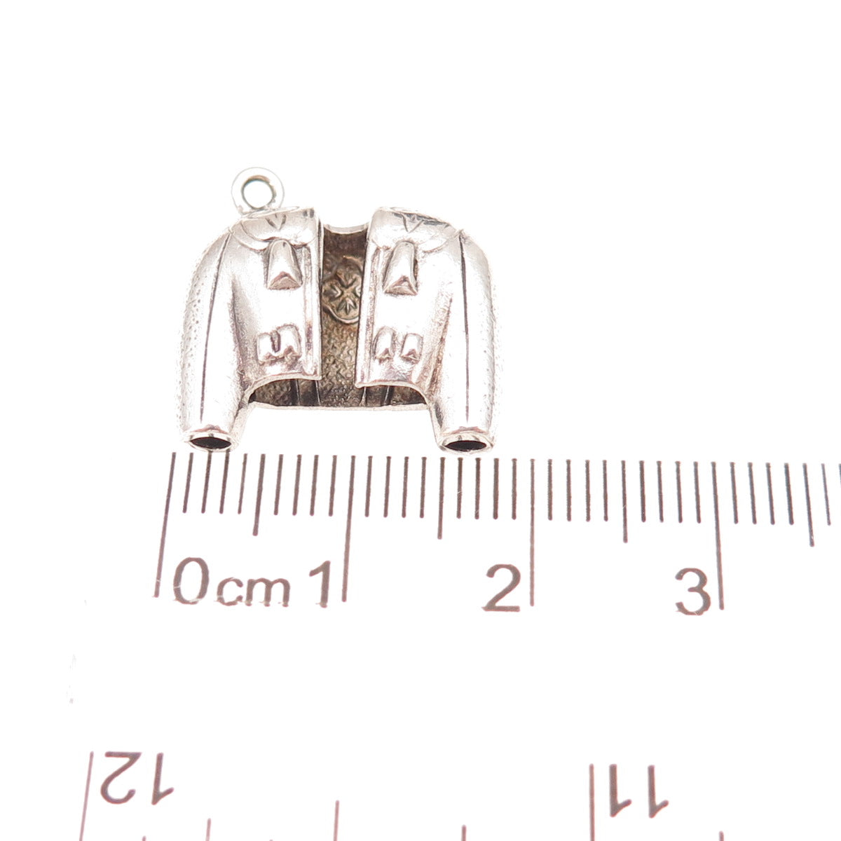 925 Sterling Silver Antique Art Deco Matador Jacket Oxidized 3D Charm Pendant