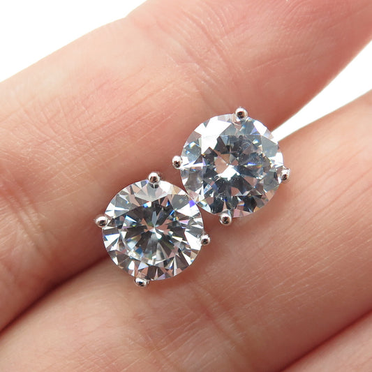 925 Sterling Silver Round-Cut C Z Stud Earrings