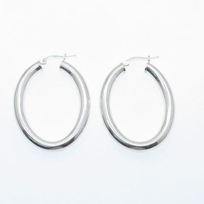 925 Sterling Silver Oval Hoop Earrings