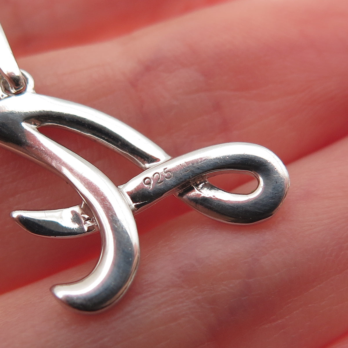 925 Sterling Silver Real Round-Cut Diamond Letter A Initial Charm Pendant