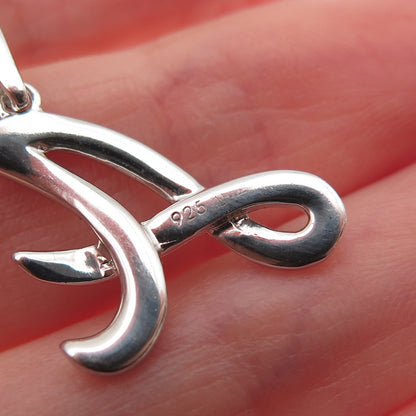 925 Sterling Silver Real Round-Cut Diamond Letter A Initial Charm Pendant