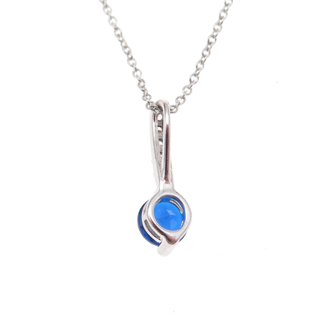 925 Sterling Silver Round-Cut Blue & White C Z Cable Chain Necklace 18"