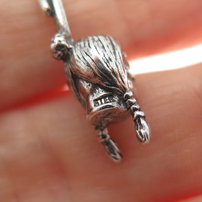 925 Sterling Silver Vintage Indian Chief Oxidized Minimalist 3D Charm Pendant