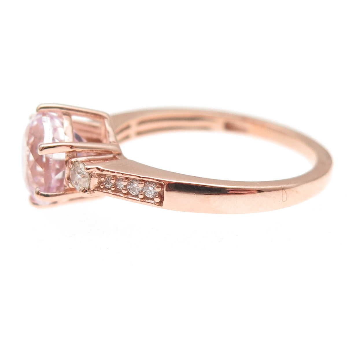 D'Joy 925 Sterling Silver Gold Plated Real Morganite & Moissanite Ring Size 8
