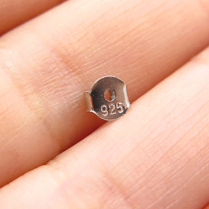 925 Sterling Silver C Z Round Button Stud Earrings