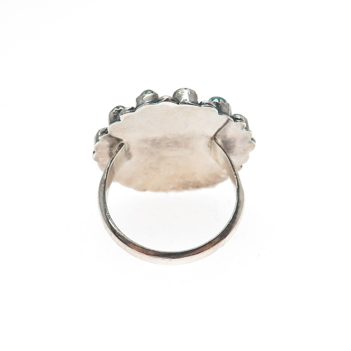 Old Pawn 925 Sterling Silver Vintage Royston Turquoise Snake Eye Ring Size 4.75