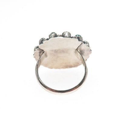 Old Pawn 925 Sterling Silver Vintage Royston Turquoise Snake Eye Ring Size 4.75