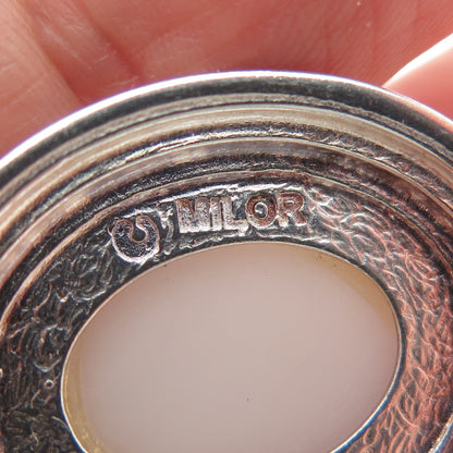 MILOR 950 Silver Vintage Italy Real Cabochon White Onyx Pendant