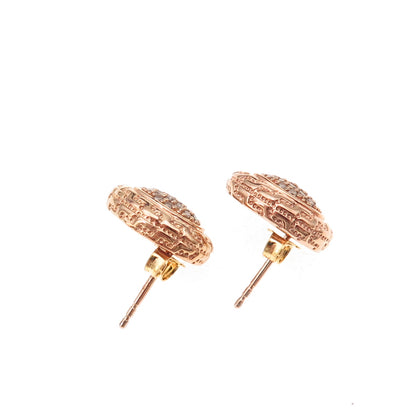 925 Sterling Silver Rose Gold Plated Real Round-Cut Diamond Earrings