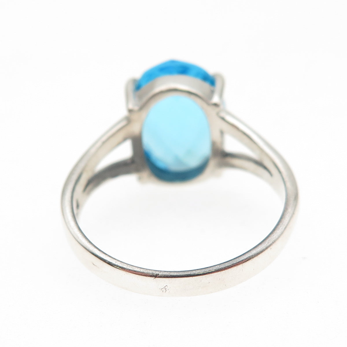 925 Sterling Silver Vintage Oval-Cut Blue C Z Ring Size 9.25
