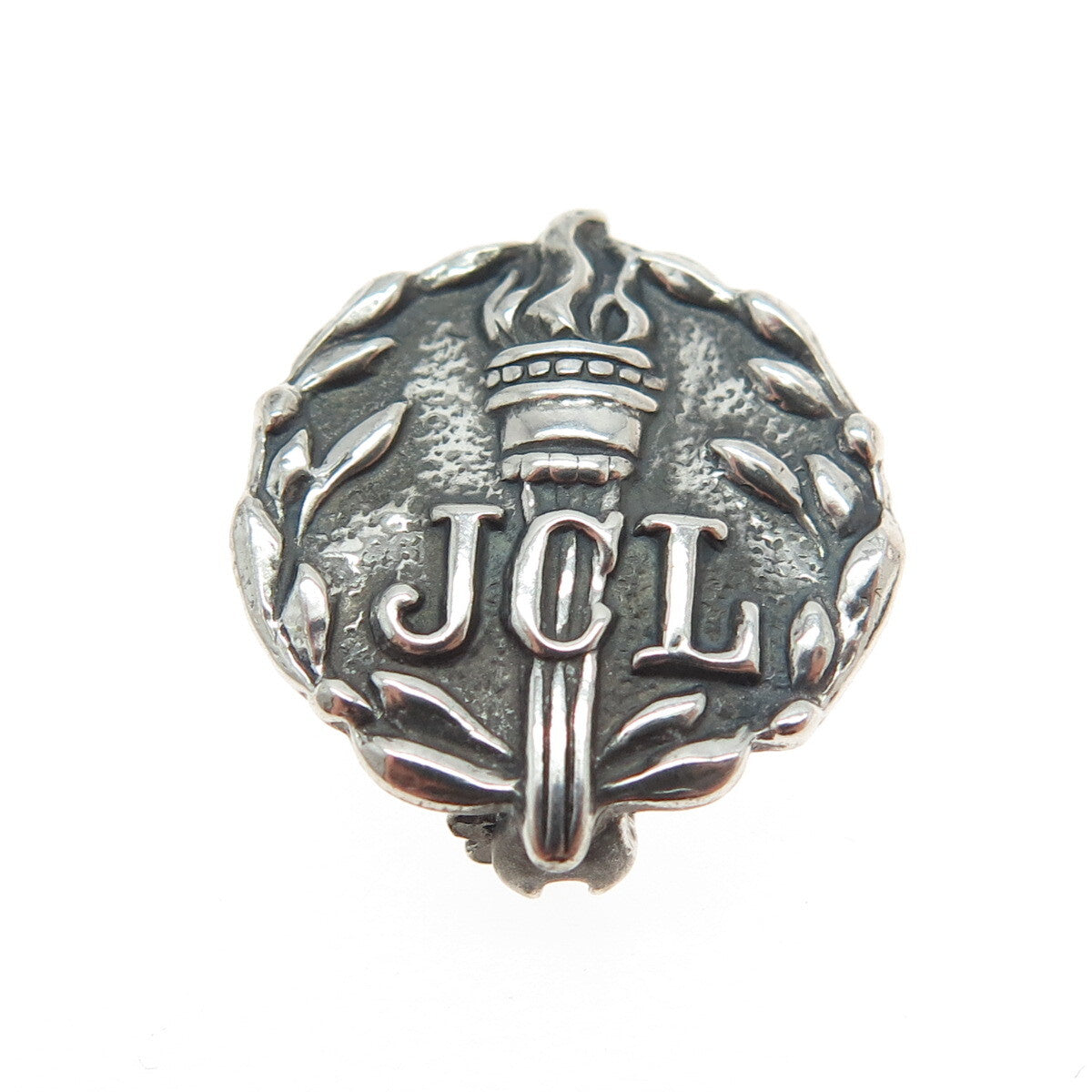 925 Sterling Silver Antique Art Deco JCL Junior Classical League Torch Brooch