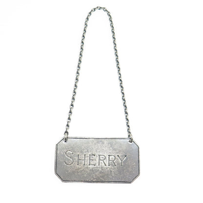 HUKIN & HEATH 925 Sterling Silver Antique Art Deco England "Sherry" Bottle Tag
