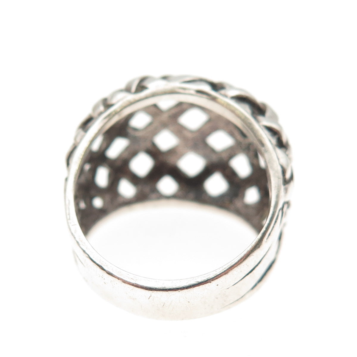 925 Sterling Silver Vintage Woven Dome Oxidized Ring Size 6.75