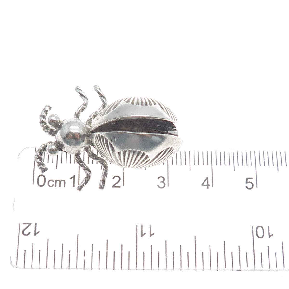 Old Pawn 925 Sterling Silver Vintage Southwestern Native Bug Tribal Pin Brooch