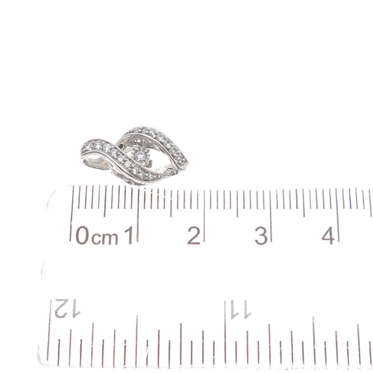 925 Sterling Silver Round-Cut C Z Twisted Minimalist Charm Slide Pendant