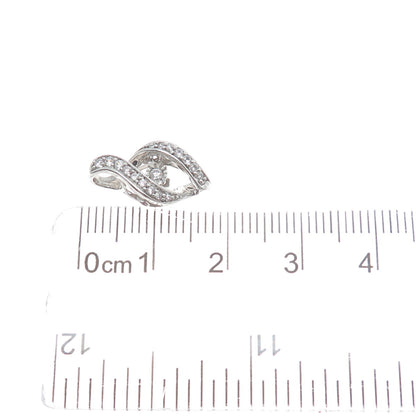 925 Sterling Silver Round-Cut C Z Twisted Minimalist Charm Slide Pendant