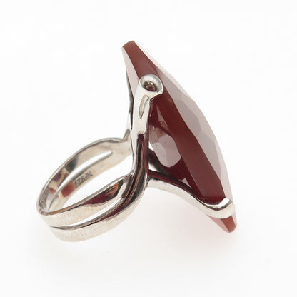 Chapal Zenray Sterling Silver Vintage Real Carnelian Modernist Ring Size 10.25