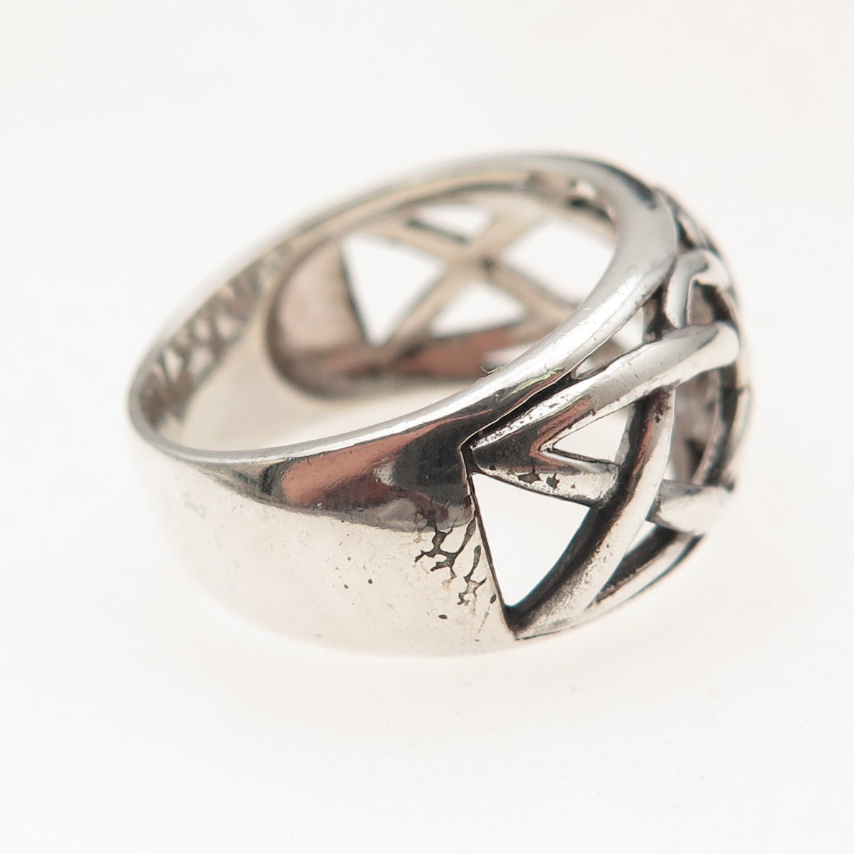 925 Sterling Silver Vintage Celtic Trinity Knot Oxidized Ring Size 7