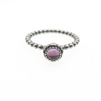 PANDORA Sterling Silver Real Amethyst February Birthstone Bubble Ring Size 8.75