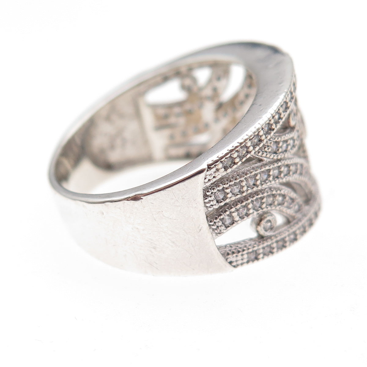 925 Sterling Silver Round-Cut C Z Sparkle Ring Size 7.25