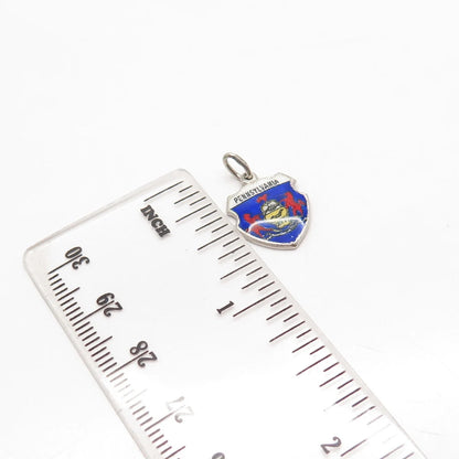 925 Sterling Silver Vintage Enamel "Pennsylvania" Coat Of Arms Charm Pendant