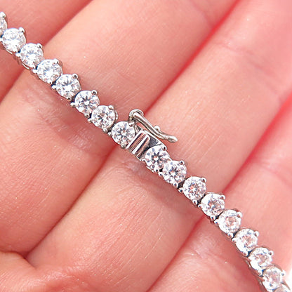 925 Sterling Silver Round-Cut C Z Tennis Chain Necklace 18"