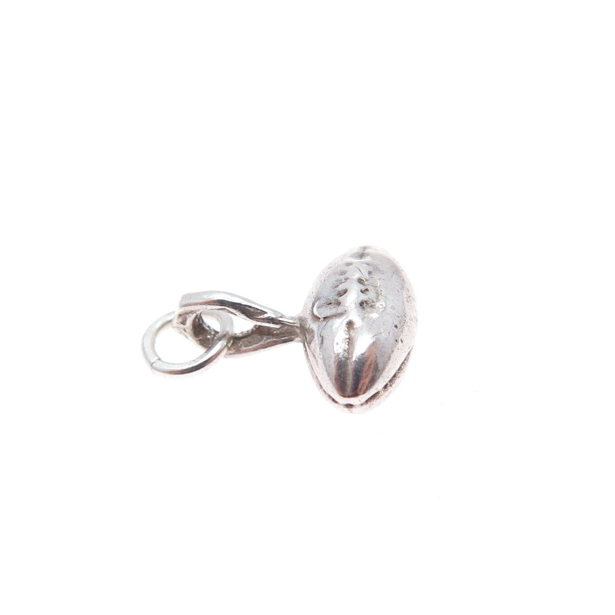 925 Sterling Silver Vintage Football Ball Minimalist 3D Charm Pendant