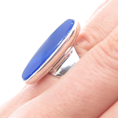S'PALIU Sterling Silver Vintage Spain Real Lapis Modernist Ring Size 6.25 #12