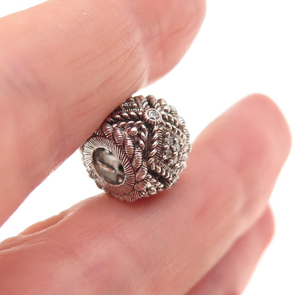 Judith Ripka 925 Sterling Silver Round-Cut C Z Slide Bead Charm