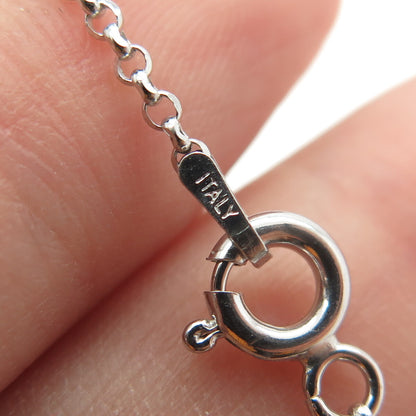 925 Sterling Silver Italy Round-Cut C Z Locket Heart Cable Chain Necklace 16"