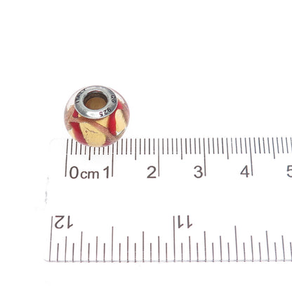925 Sterling Silver QG Italy Multi-Color Murano Glass Bead Charm