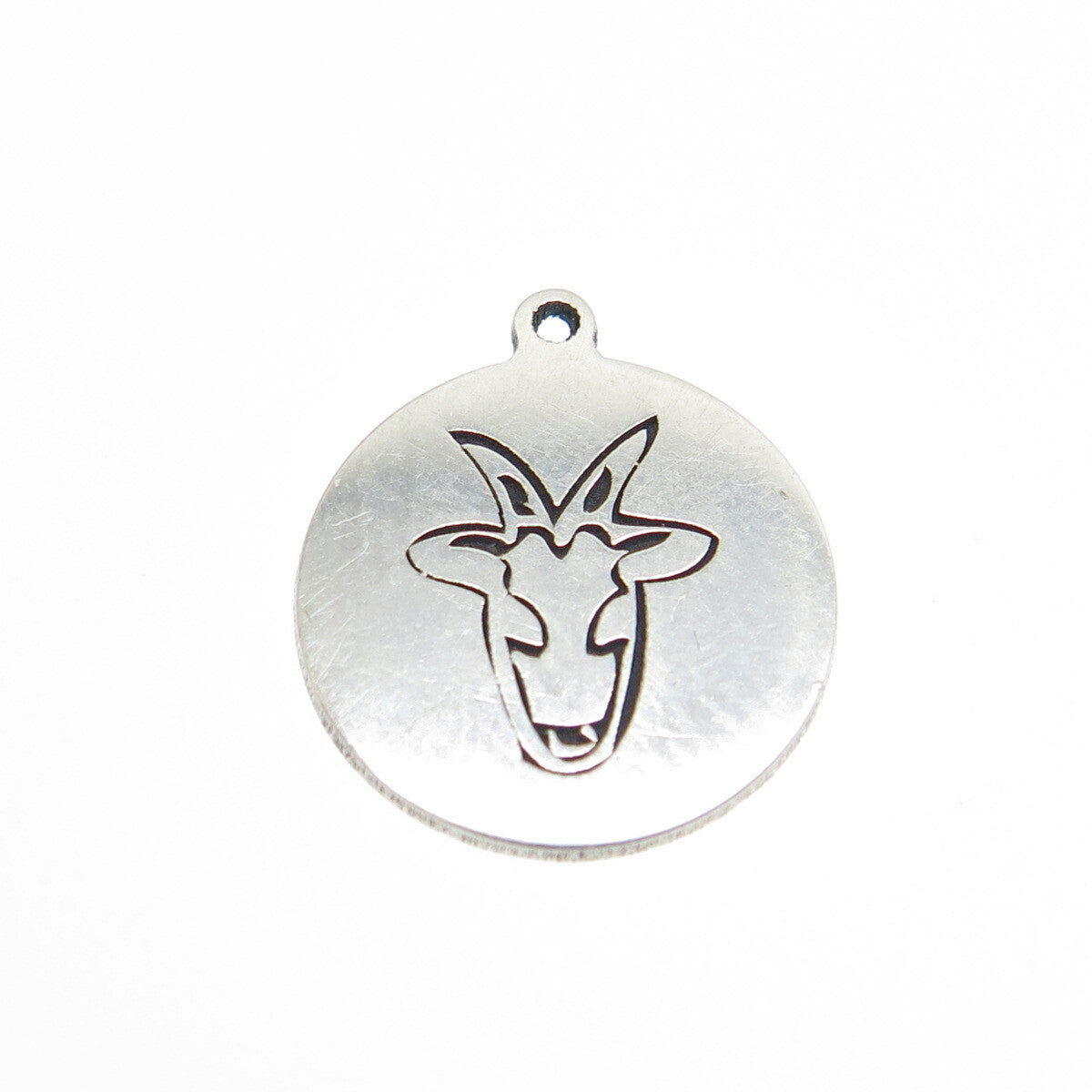TWO IN TOWN 925 Sterling Silver USA Goat Round Charm Pendant