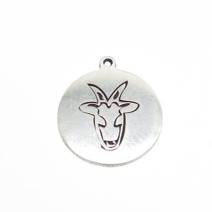 TWO IN TOWN 925 Sterling Silver USA Goat Round Charm Pendant