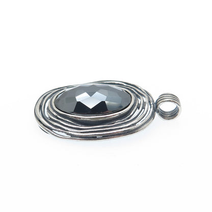 OR PAZ PZ 925 Sterling Silver Vintage Israel Real Hematite Oxidized Nest Pendant