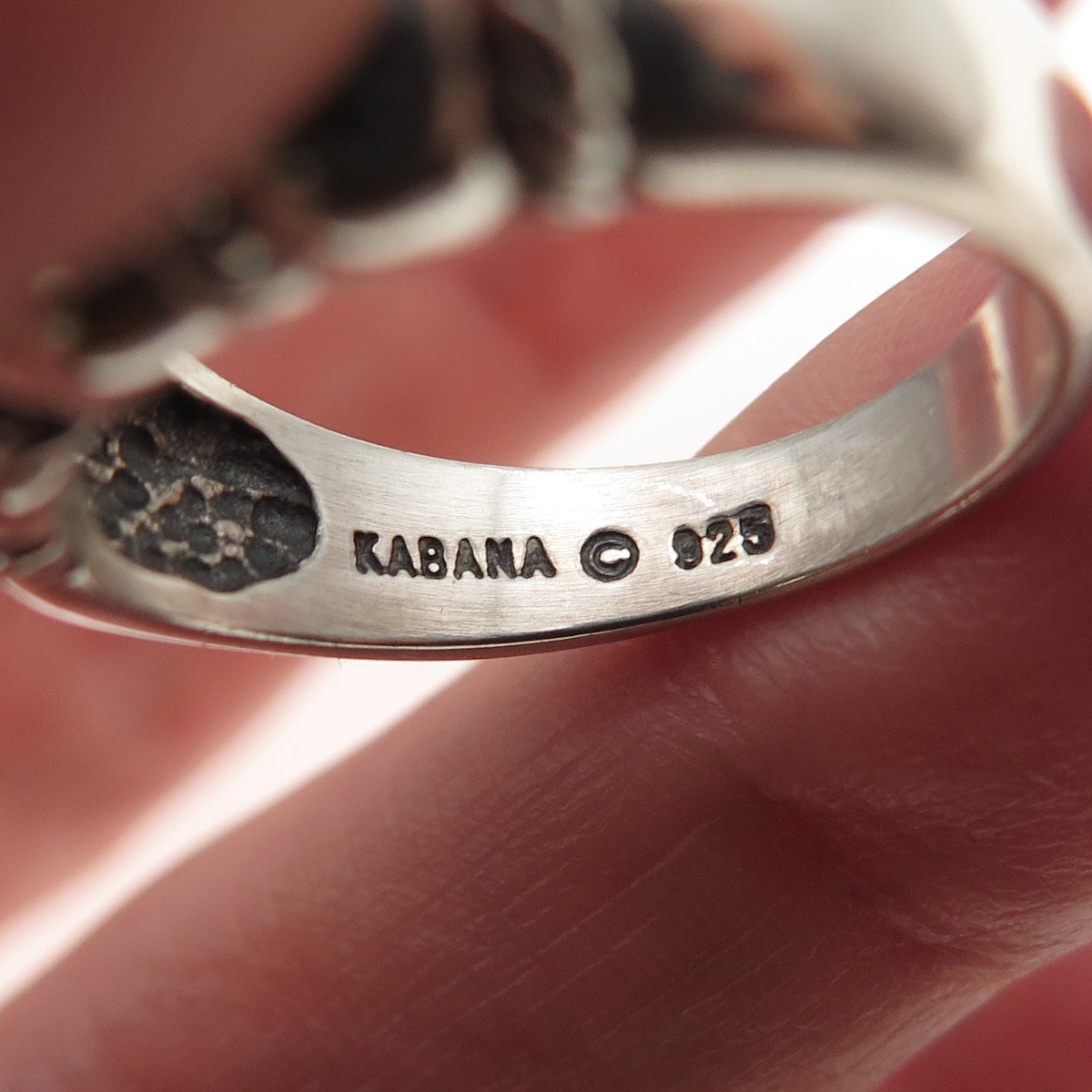 Kabana 925 Sterling Silver Vintage Modernist Oxidized Ring Size 8