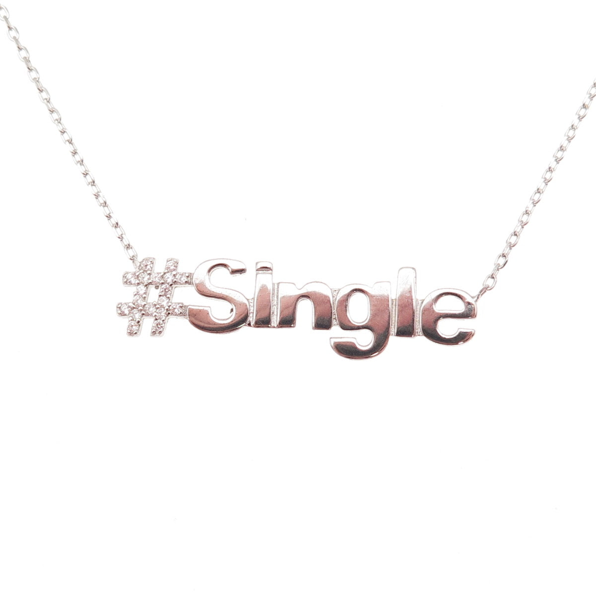 925 Sterling Silver Round-Cut C Z #Single Cable Chain Necklace 16-18"