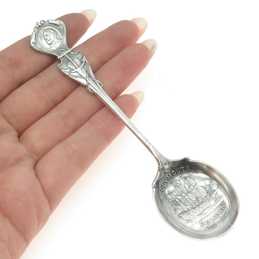 PAGE KEEN & PAGE 925 Sterling Silver Antique 1917 London Pelican Plymouth Spoon