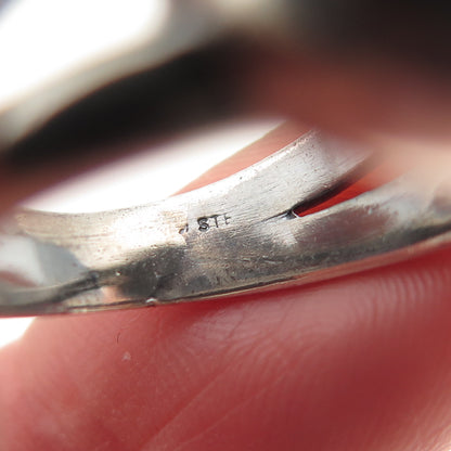 925 Sterling Silver Vintage Modernist Interlocked Yin Yang Oxidized Ring Size 7