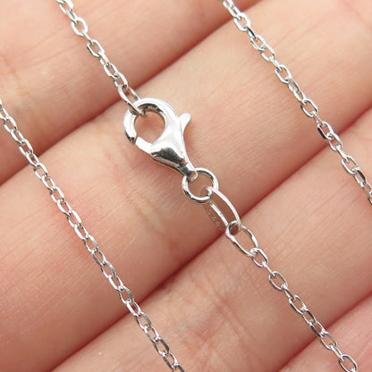 925 Sterling Silver Real MOP & Round-Cut C Z Floral Cable Chain Necklace 16-18"