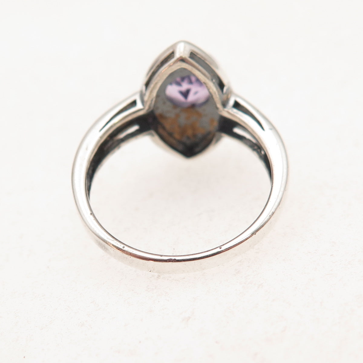 Chuck Clemency 925 Sterling Silver Vintage Real Amethyst Modernist Ring Size 6